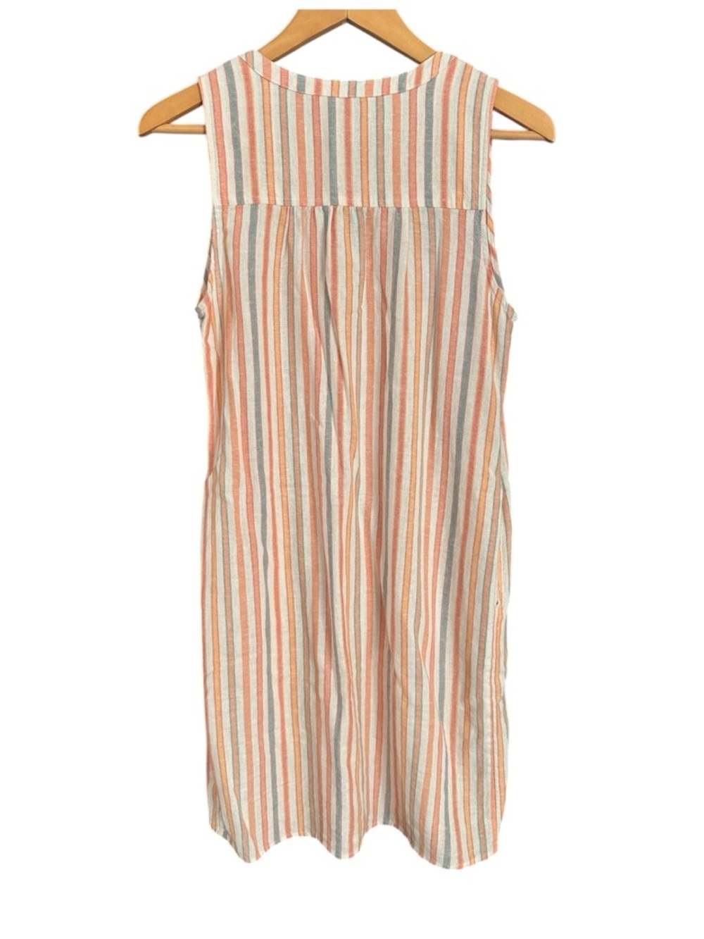 Sonoma linen Sleeveless pull on Dress in Peach, Cream and Gray Stripes Small - Picture 3 of 10